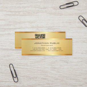 Carte De Visite Mini Élégant Moderne Code QR Luxueux Or Professionnel