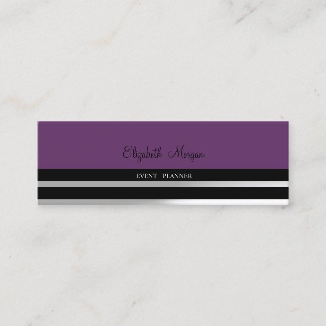 Carte De Visite Mini Élégant Moderne Professionnel, Violet, Rayé (Devant)