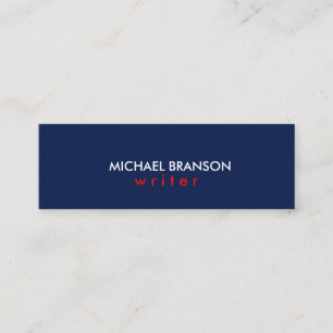 Carte De Visite Mini Élégant Moderne Simple Bleu ROUGE Minimaliste