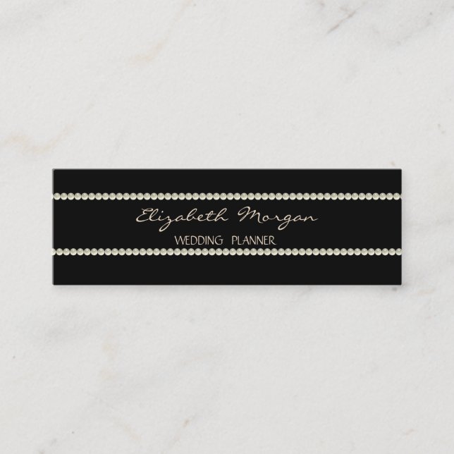 Carte De Visite Mini Élégant Moderne Simple et Stylé, Noir, Perles (Devant)