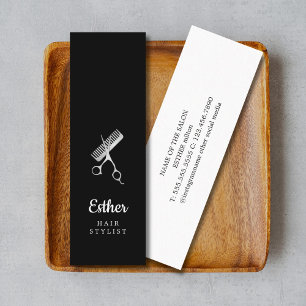 Carte De Visite Mini Elégant noir Faux ciseaux argent ciseaux coiffeur