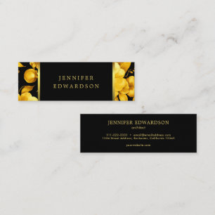 Carte De Visite Mini Élégant or fleurs noires professionnel Entreprise