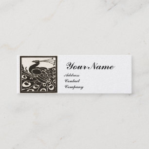 Carte De Visite Mini ÉLÉGANT PAON MONOGRAMME NOIR BLANC Luxe Perle