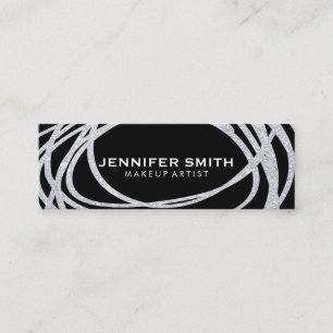 Carte De Visite Mini Elégant Parties scintillant Argent Scribble