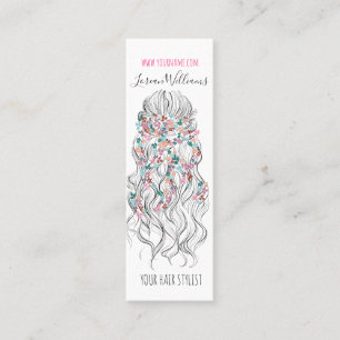 Carte De Visite Mini Élégant Pastel Bride Cheveux Vave Style Floral