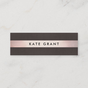 Carte De Visite Mini Élégant Rose Gold Striped Professional