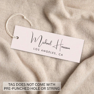 Carte De Visite Mini Élégant signature Script Pink Hang Tag