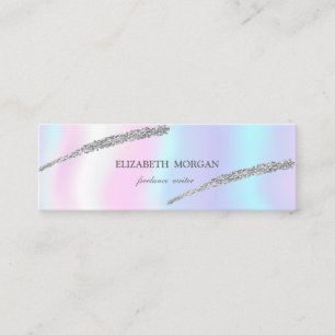 Carte De Visite Mini Élégant Simple, Holographique, Ligne Pailletée Arg