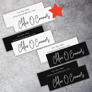 Carte De Visite Mini Élégant Simple Script Name White Minimalist