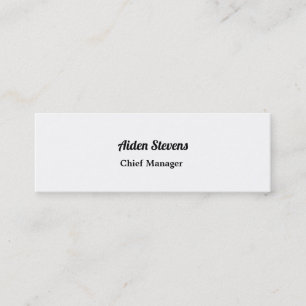 Carte De Visite Mini Élégant Simple Simple Blanc Minimaliste Lisible