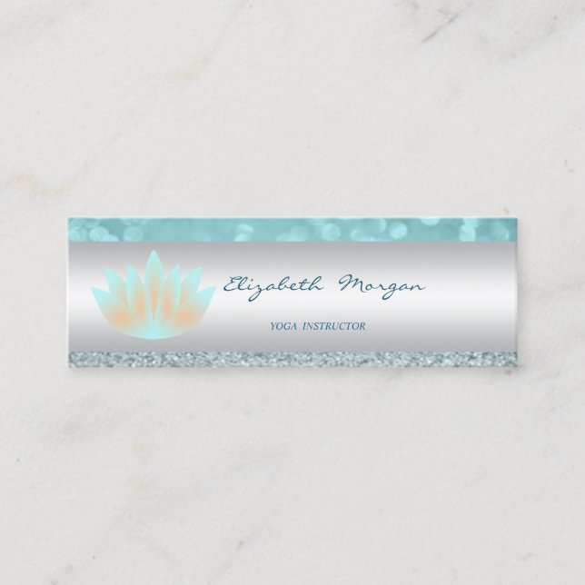 Carte De Visite Mini Elégant Sophisticé Moderne Glittery Bokeh, Lotus (Devant)