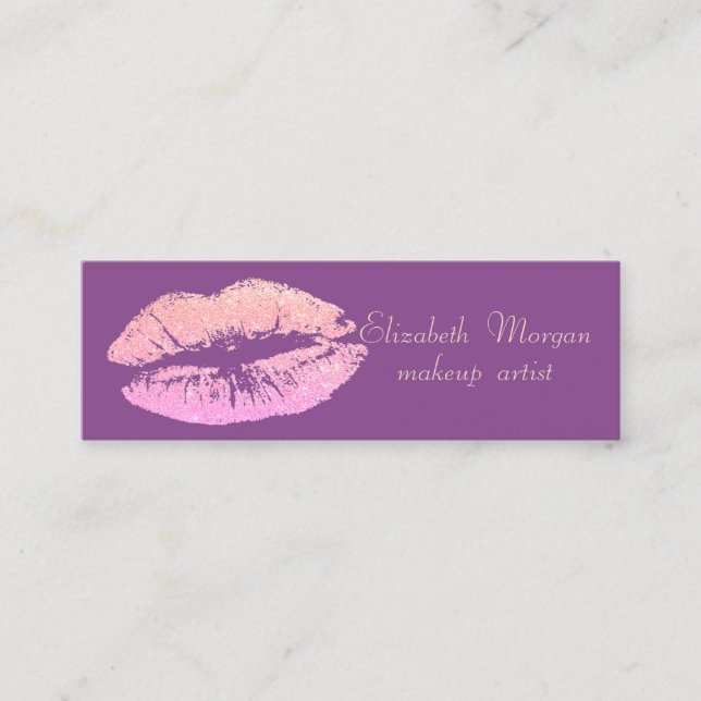 Carte De Visite Mini Élégant Style Professionnel Violet - Lèvre Paillet (Devant)