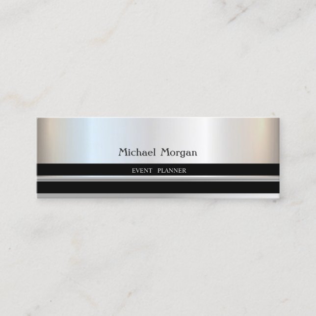 Carte De Visite Mini Élégant Tendance  Professionnel, Argent, Rayé (Devant)
