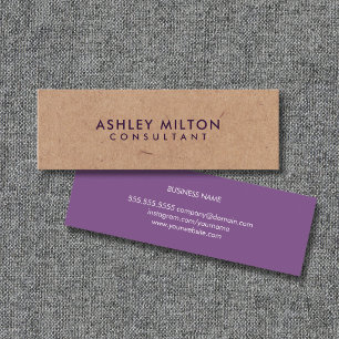 Carte De Visite Mini Élégant violet IMPRIMÉ Kraft Consultant