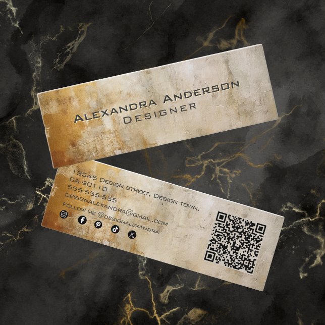Carte De Visite Mini Élégante Parties scintillant d'or ivoire Abstrait  (Elegant Ivory Gold Glitter Abstract Professional Mini Business Card)