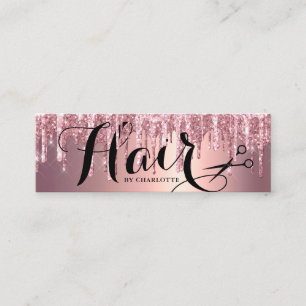 Carte De Visite Mini Élégante parties scintillant dorée rose goutte-