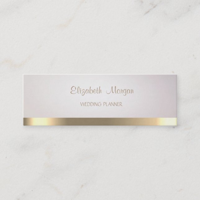 Carte De Visite Mini Élégante Rayure Simple Moderne Faux Or (Devant)