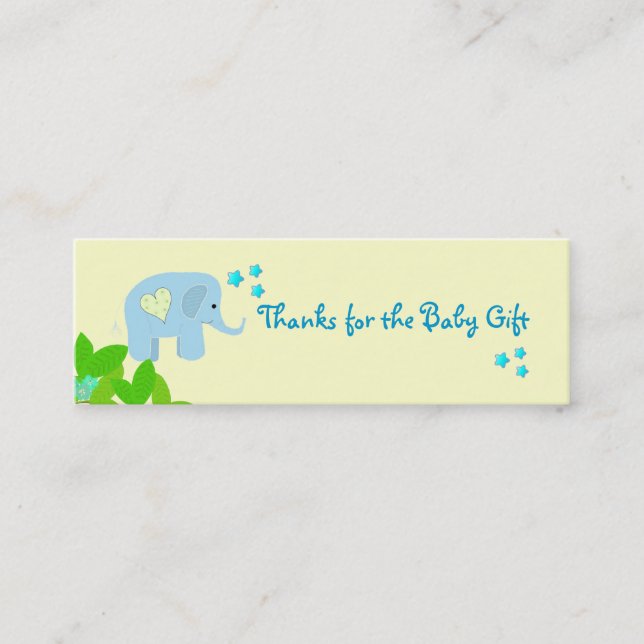 Carte De Visite Mini Éléphant Bleu Merci (Devant)