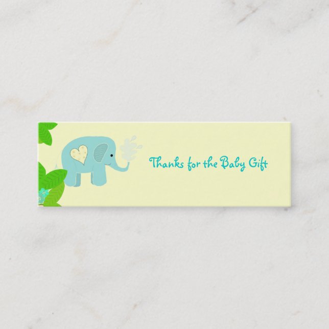 Carte De Visite Mini Éléphant Gentil Merci (Devant)