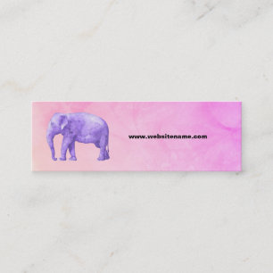 Carte De Visite Mini Eléphant violet sur des aquarelles roses de rêve