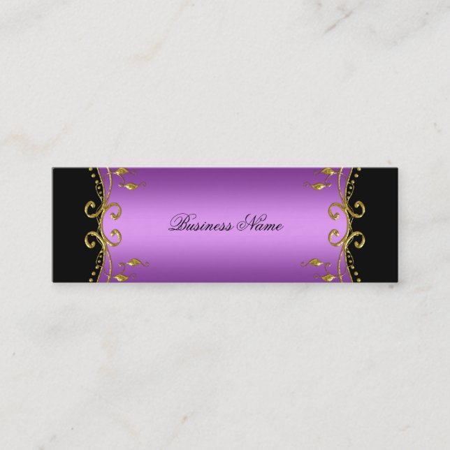 Carte De Visite Mini Élite Élégante Classe Violet Noir Or (Devant)