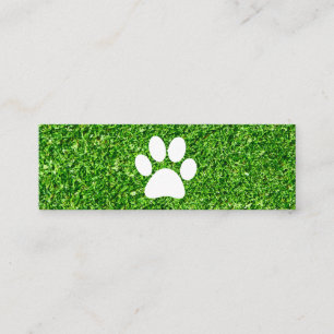 Carte De Visite Mini Empreinte de patte de chien Fond d'herbe verte