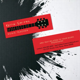 Carte De Visite Mini Enseignant de musique cool et moderne Couleur roug