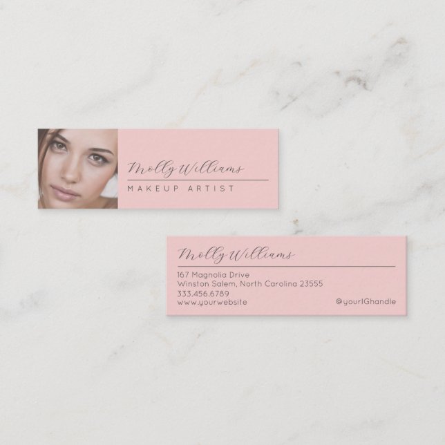Carte de visite mini entreprise de maquillage écri (Devant / Derrière)