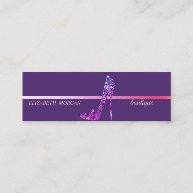 Carte De Visite Mini Escarpins modernes élégants violets avec diamants (Devant)
