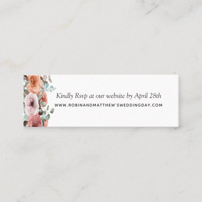 Carte De Visite Mini Ethereal Blush Peach Floral Website Rsvp (Devant)