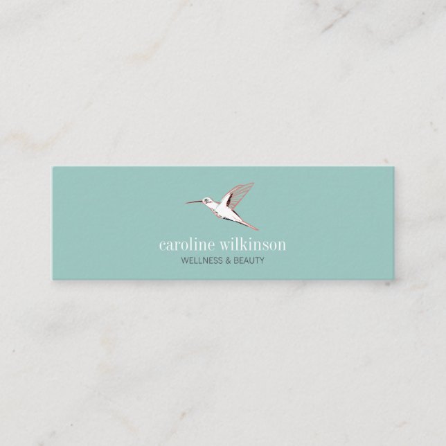 Carte De Visite Mini Exotic BIRD illustration elegant minimal mint card (Devant)