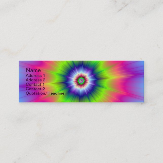 Carte De Visite Mini Explosion en bleu vert et rose (Devant)