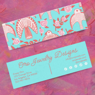 Carte De Visite Mini Falcons & Roses Élégant Botanique Feminine Chic