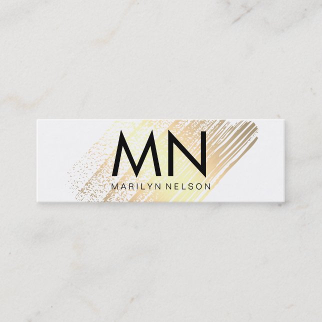 Carte De Visite Mini Faux or brillant avec monogramme chic (Devant)