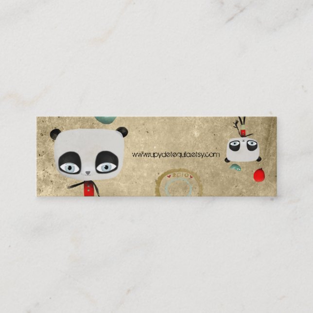 Carte De Visite Mini Fée d'oiseau ours Panda primitif joyeux anniversai (Devant)