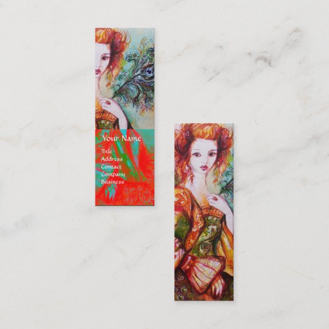 CARTE DE VISITE MINI FEMME ROMANTIQUE AVEC POITRINE ÉCLAIRANT PIÈCE ROM (Devant / Derrière)