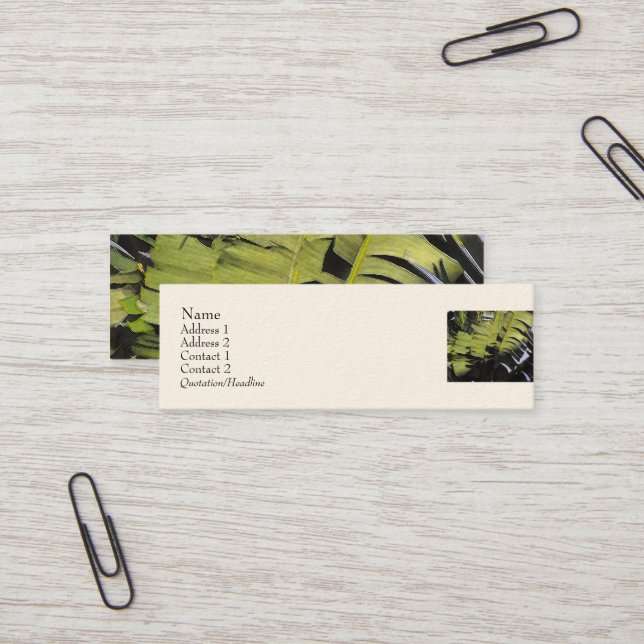 Carte De Visite Mini Feuilles tropicaux (Devant/Arrière en situation)