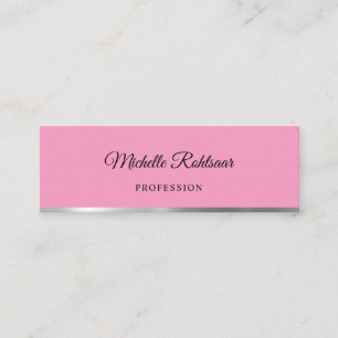 Carte De Visite Mini Flamant rose simple rose métallique