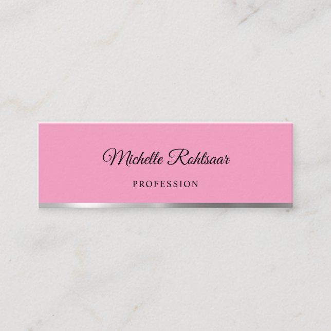Carte De Visite Mini Flamant rose simple rose métallique (Devant)