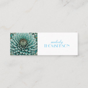 Carte De Visite Mini Fleur Dahlia en Art numérique bleu Aqua Turquoise