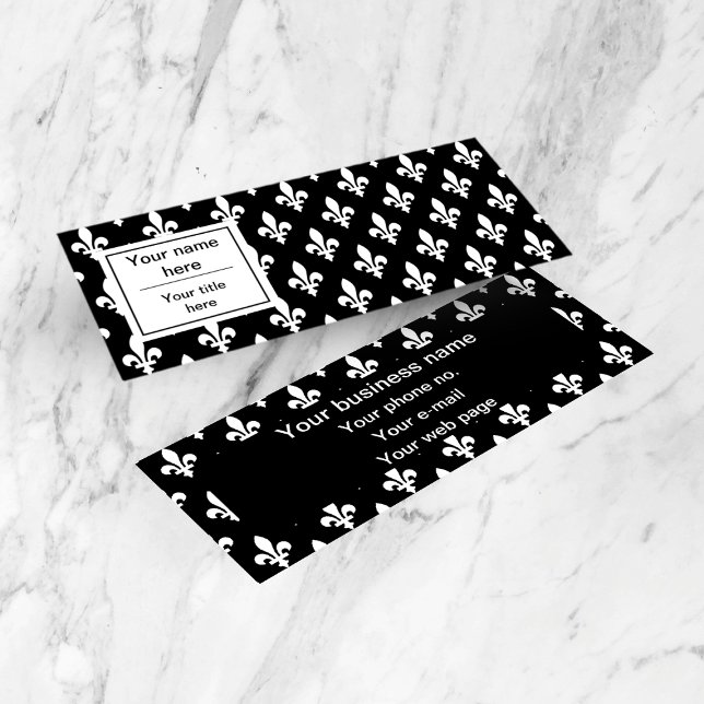 Carte De Visite Mini Fleur de Lis Motif, française, royale, blanche (Créateur téléchargé)