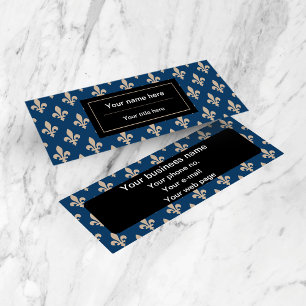 Carte De Visite Mini Fleur de Lis Motif, française, royale, crème, bleu