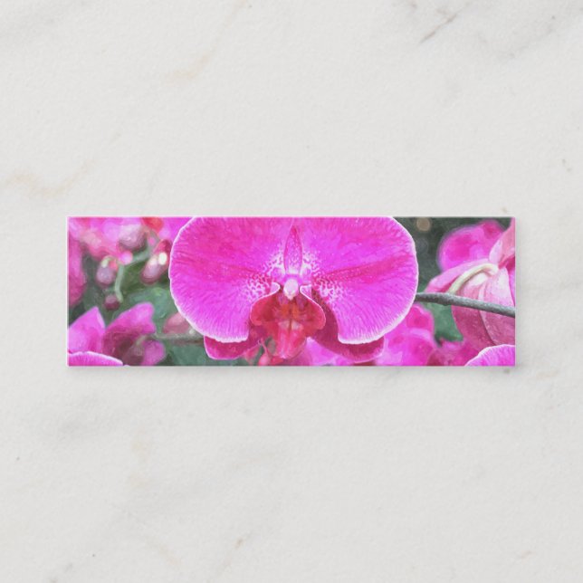 Carte De Visite Mini Fleur d'orchidée rose, photo florale (Devant)