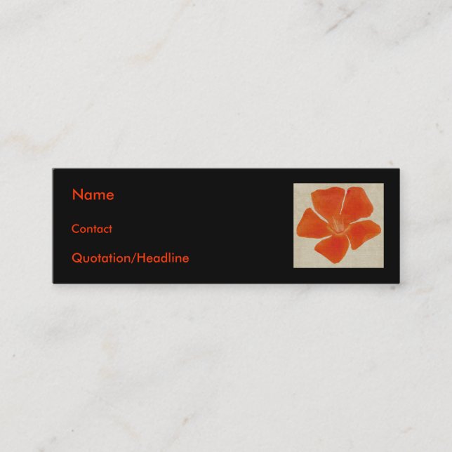 Carte De Visite Mini Fleur orange Profilecard maigre (Devant)