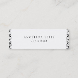 Carte De Visite Mini Fleur Vintage mince noir blanc professionnel