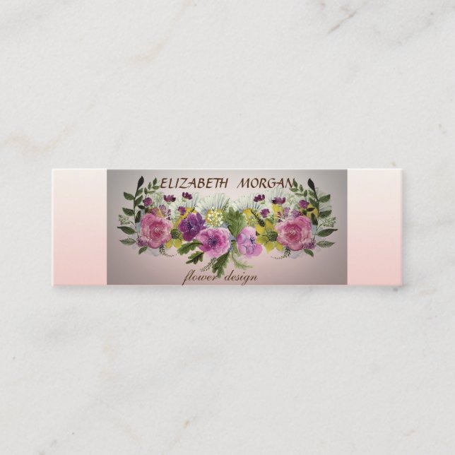 Carte De Visite Mini Fleurs Aquarelles Chic Moderne Élégant (Devant)