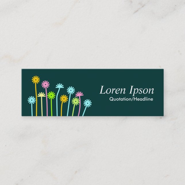 Carte De Visite Mini Fleurs heureuses (vert-foncé) (Devant)