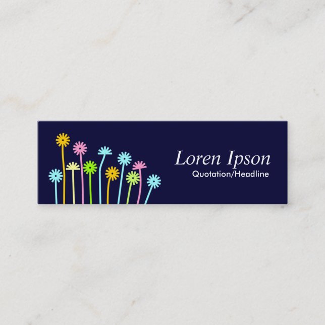 Carte De Visite Mini Fleurs joyeuses (bleu marine) (Devant)