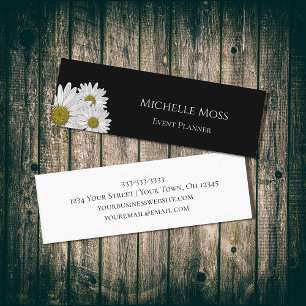 Carte De Visite Mini Fleurs modernes marguerites tendance Noir Blanc