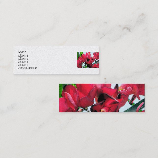 Carte De Visite Mini Fleurs rouges (Devant / Derrière)